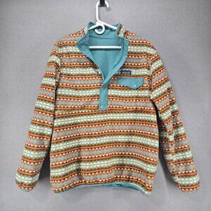 Patagonia Women's Pullover, Reversible Fleece/Windbreaker, Med/Lg, Brown/Aqua